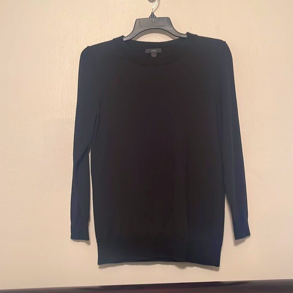 J.Crew, 100% Merino Wool,Black, Size Medium, 3/4 length Sleeves Sweater